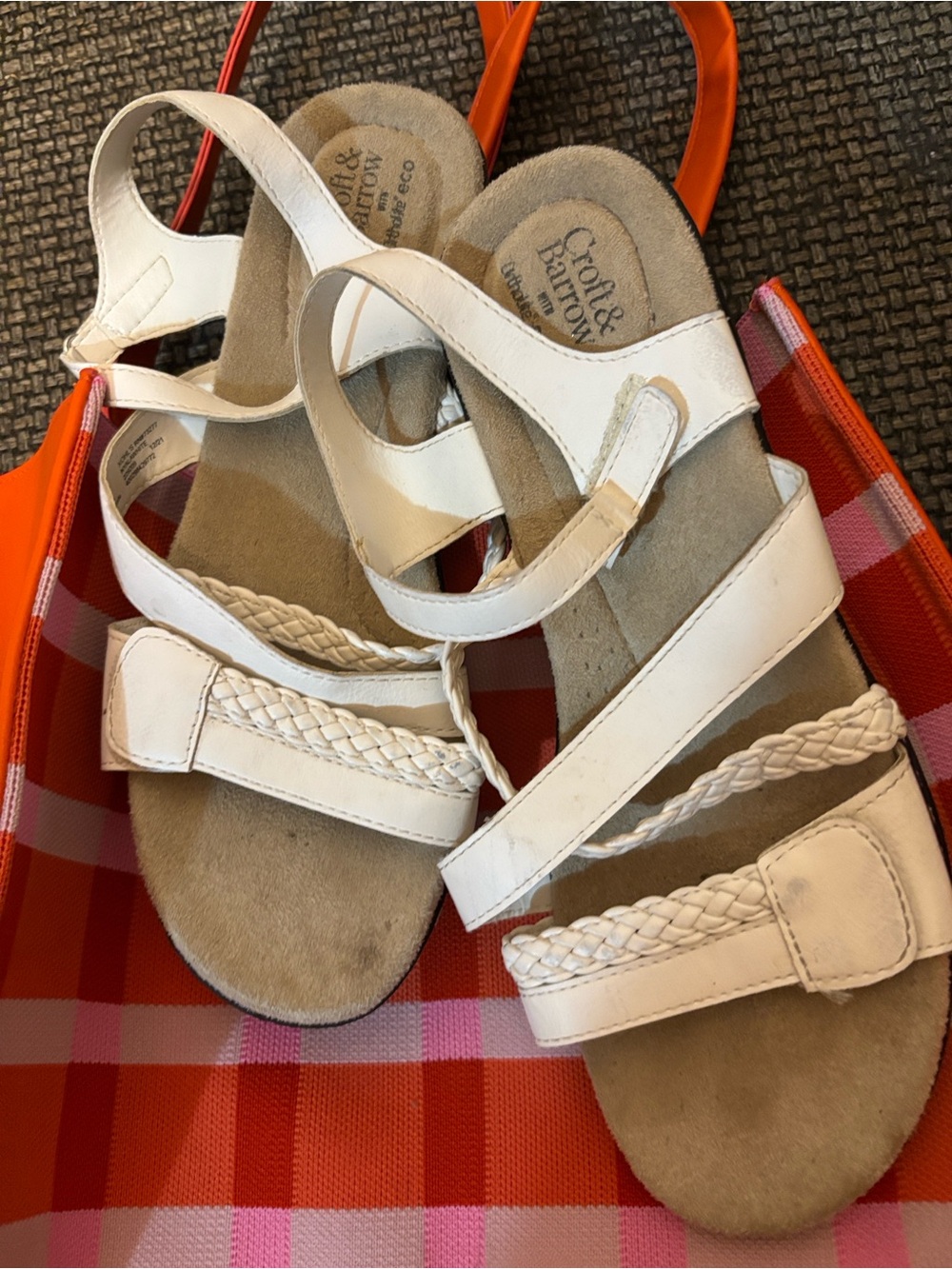 croft & barrow White Braided Strap Woman Sandals